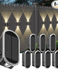 8 Pack RGBW Solar Fence Lights IP65 Waterproof Outdoor Up Down Lighting