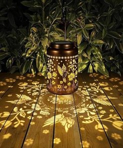 2 Pack Solar Lanterns Waterproof Outdoor Hummingbird Garden Decor 2