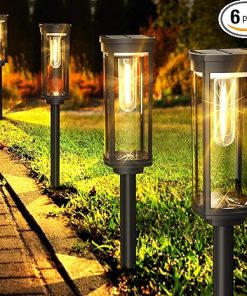Bright Waterproof Solar Pathway Lights 6 Pack for Yard and Patio