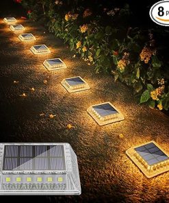 Solar Step Lights Warm White Waterproof Lights for Garden Patio 8 Pack