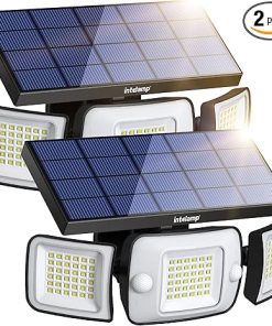 Solar Flood Lights 2 Pack 6000mAh 1200LM Motion Sensor Waterproof