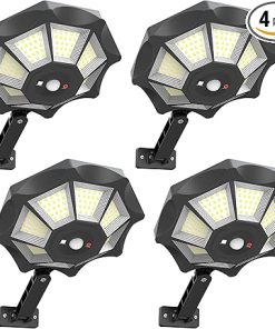 Outdoor Solar Street Lights Waterproof with Motion Sensor 168LED 4 Pack