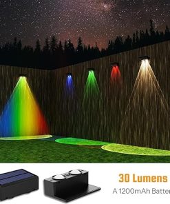 Solar Fence Lights 8-Pack 30-Lumen RGB Warm White Waterproof Outdoor 2