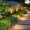 Solar Pathway Lights 2 Pack Waterproof Garden Lights with RGB Flame