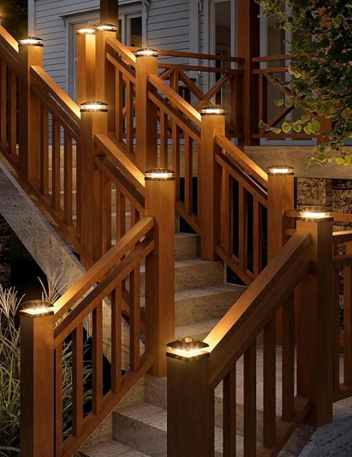 12 Pack 4x4 Solar Fence Post Cap Lights Waterproof Black Outdoor - Image 2
