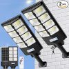 Solar Street Lights Outdoor Waterproof 10000LM 448 LEDs 2-Pack