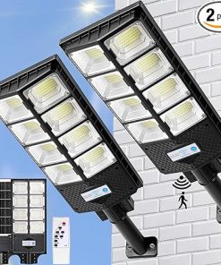 Solar Street Lights Outdoor Waterproof 10000LM 448 LEDs 2-Pack