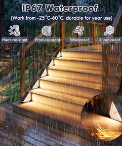 Solar Powered Motion Sensor Step Lights 16-Pack Waterproof for Outdoors 2
