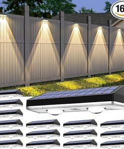 Solar Fence Lights 16 Pack RGB Warm White LED Dusk to Dawn Outdoor