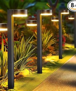 Bright Solar Pathway Lights 8 Pack Auto ON/OFF Waterproof Garden Lights