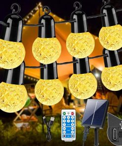 50Ft Solar String Lights Outdoor Waterproof with Remote Shatterproof Bulbs