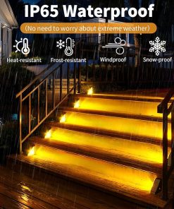 KINKAI Solar Stair Lights for Outside, 14 Pack Outdoor Step Light Waterproof LED Triangle Deck Lighting for Garden, Patio, Yard, Front Door, Porch Decor (Warm Light) 2