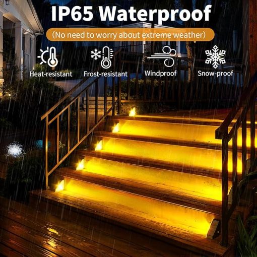 KINKAI Solar Stair Lights for Outside, 14 Pack Outdoor Step Light Waterproof LED Triangle Deck Lighting for Garden, Patio, Yard, Front Door, Porch Decor (Warm Light) - Image 2