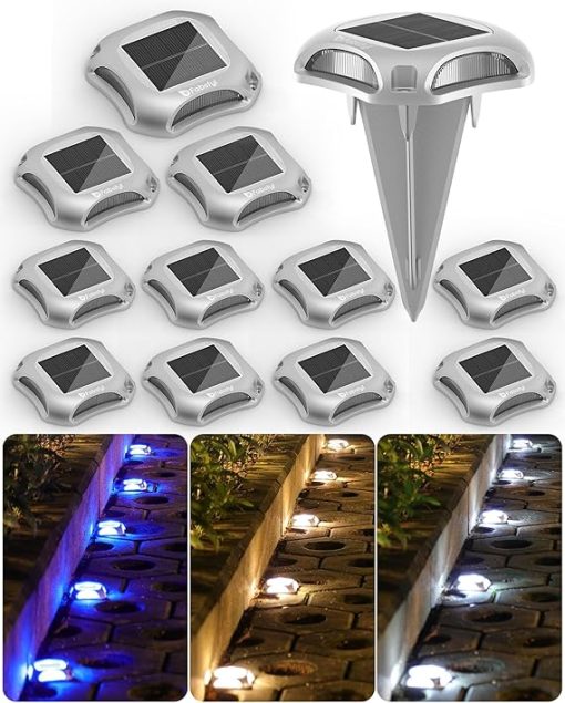 Solar Driveway Deck Lights 12 Pack Waterproof Color Changing LED