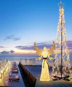 Yescom 12ft Giant LED Cone Tree Christmas Light with Star Outdoor Decor