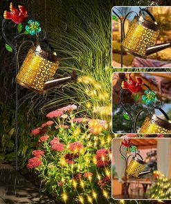 Mothers Day Solar Lights Outdoor Watering Can Garden Decor (2 Pack) 2