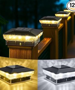 Upgraded Solar Post Cap Lights 12-Pack for 4×4 5×5 Deck Posts