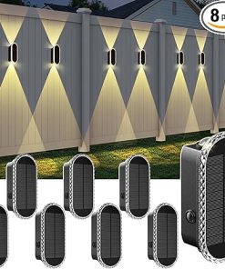 Solar Fence Lights Outdoor – 3000/4000/6000K 3 Modes,Up & Down Lighting IP65 Waterproof Fence Lights Solar Powered, Solar Wall Lights Outdoor for Backyard/Garden/Patio/Garage and Wall decor (8 pack)