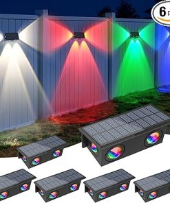 Solar Fence Lights Outdoor 7 Colors Color Changing LED Lighting 6 Pack