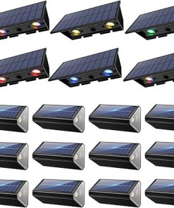 Solar Powered 6 Pack Fence Lights and 12 Pack Waterproof Stair Lights