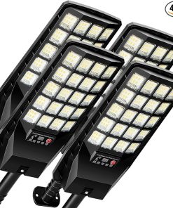 20000LM Solar Street Lights 4-Pack Dimmable LED Motion Sensor IP66