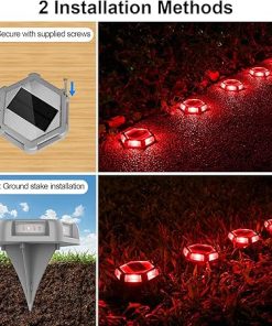 Red Solar Dock Lights 12 Pack Waterproof LED Lighting for Outdoors 2