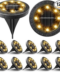 12 Pack Waterproof Solar Powered Ground Lights for Outdoor Use