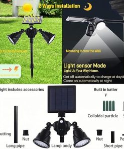 Outdoor Solar Spotlights with Motion Sensor and 1400 Lumens Brightness 2