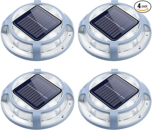 Solar Deck Lights Outdoor Waterproof 12 LED 1200mAh 4 Pack White