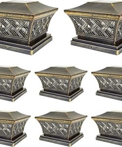Japanese Vintage Bronze Solar Post Lights 6×6 Deck Cap 8 Pack