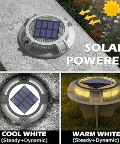 SIEDiNLAR Solar Driveway Lights Outdoor 4 Modes 40 LEDs Dock Driveway Markers Deck Light Waterproof for Step Ground Walkway Pathway Yard Garden, White/Warm Dynamic Lighting (12 Pack) 2