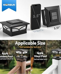 Outdoor Solar Post Cap Lights for Decks and Patios, 6 Pack LED 2