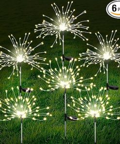 6 Pcs Solar Garden Firework Lights 200 LED Twinkling String Lights