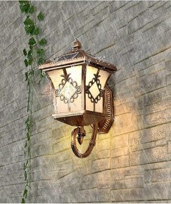 Outdoor Waterproof Solar Wall Lamp Retro Aluminum Glass Lantern 2