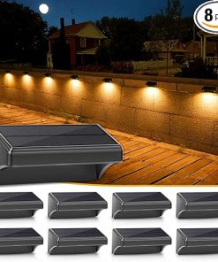 Aulanto Solar Fence Lights 8 Pack 100 Lumen Waterproof Warm White RGB