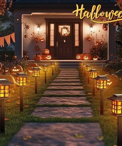 GIGALUMI 12 Pack Solar Flickering Flame Outdoor Lights Waterproof 2
