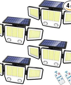 3000LM Solar Motion Sensor Lights with Remote 3 Modes for Outdoor Use