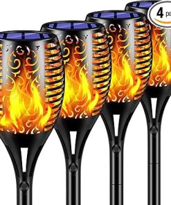 TomCare 99 LED Solar Torch Lights Waterproof Outdoor Pathway 4-Pack