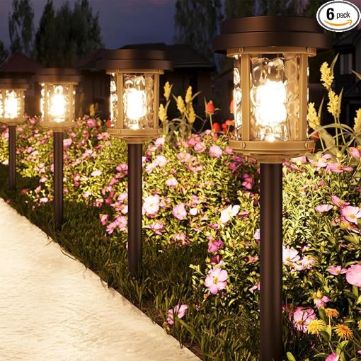 Solar Powered Pathway Lights 6 Pack LED Waterproof Garden Lighting