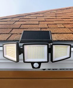 1000 Lumen Gutter Mount Triple Head Solar Security Light Black 2