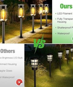 Solar Pathway Lights Outdoor 12 Pack Waterproof Auto On/Off Garden Lights 2