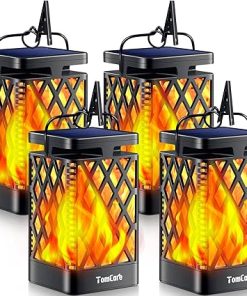 TomCare Solar Lanterns Outdoor Flickering Flame LED Lights 4 Pack