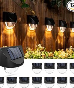12 Pack Solar Fence Lights Waterproof Outdoor LED Wall Lighting