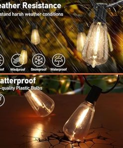 100FT Solar String Lights Remote USB Rechargeable LED Edison Bulbs 2