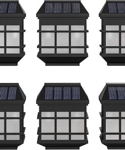 Merrick Lane Wall Mount Solar Lights Set of 6 Bright White LED 2