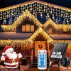 600 LED Solar Icicle Lights with Remote 8 Modes for Holiday Decor