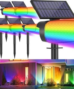Solar Color Changing Spot Lights Outdoor IP65 Waterproof 6 Pack