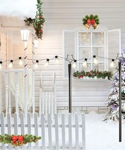 Set of 6 Elegant 9 FT RC String Light Poles with Solar LED Bulbs