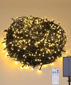 1000 LED Solar Christmas Lights Warm White Waterproof Remote Control
