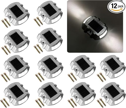 12 Pack Solar Deck Lights Outdoor LED Waterproof Warning Step Lights